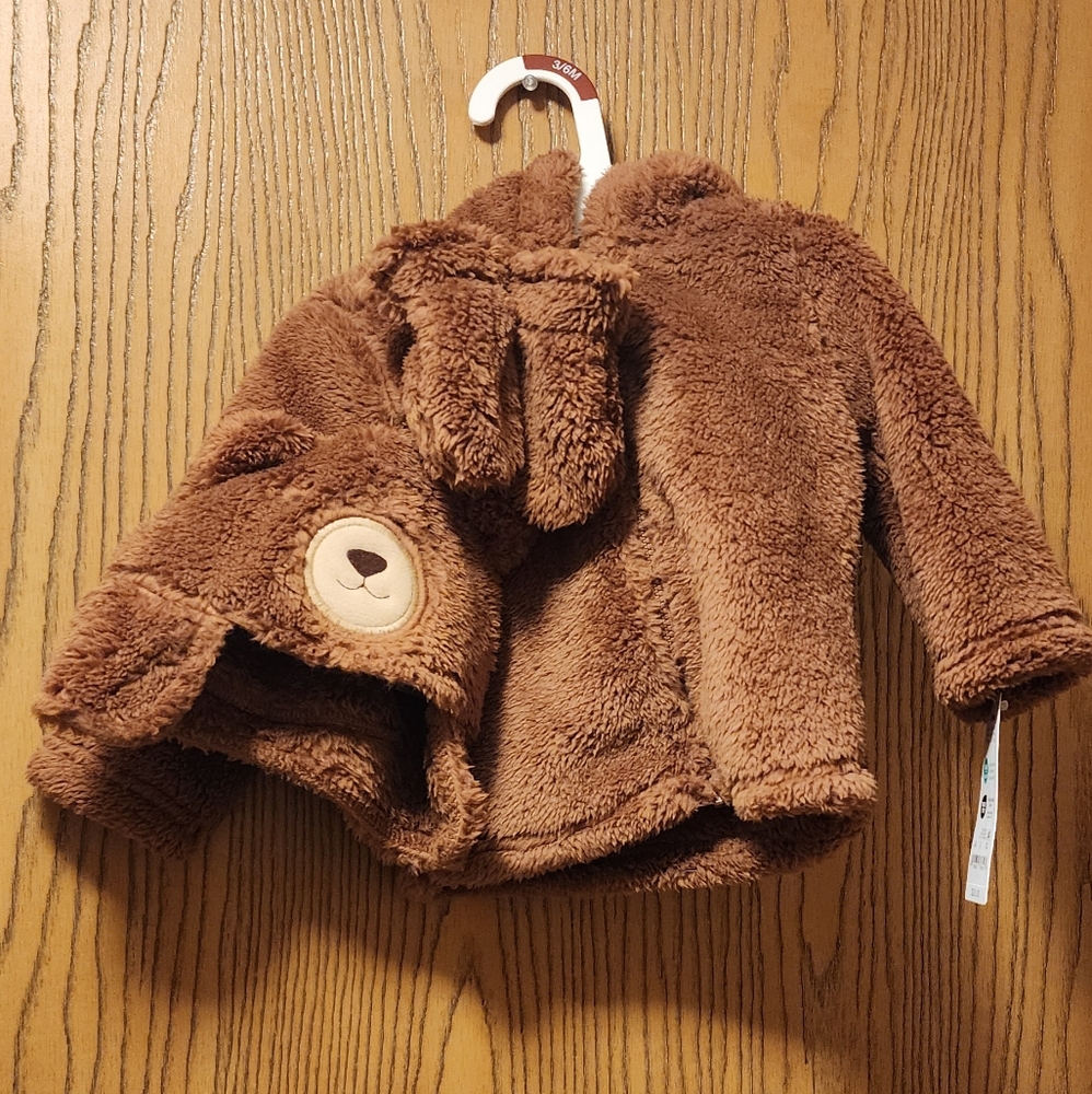 Adorable Brown Teddy Bear 3 pc set Coat/Mittens & Hat